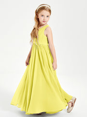 Elegant Sleeveless Junior Bridesmaid Dresses Lemon