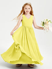 Elegant Sleeveless Junior Bridesmaid Dresses Lemon