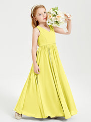 Elegant Sleeveless Junior Bridesmaid Dresses Lemon