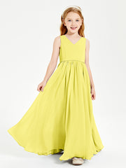 Elegant Sleeveless Junior Bridesmaid Dresses Lemon