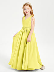 Elegant Sleeveless Junior Bridesmaid Dresses Lemon