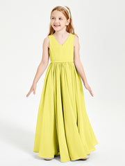 Elegant Sleeveless Junior Bridesmaid Dresses Lemon