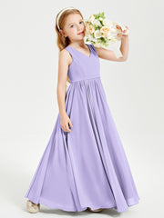 Elegant Sleeveless Junior Bridesmaid Dresses Lilac