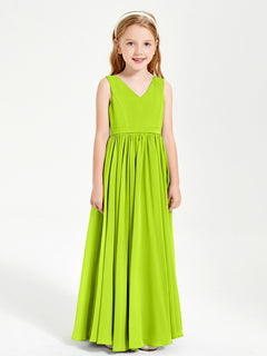 Elegant Sleeveless Junior Bridesmaid Dresses Lime Green