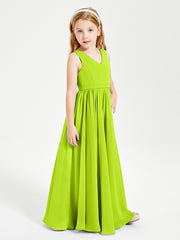 Elegant Sleeveless Junior Bridesmaid Dresses Lime Green
