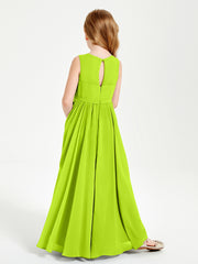 Elegant Sleeveless Junior Bridesmaid Dresses Lime Green