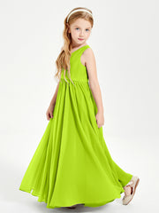 Elegant Sleeveless Junior Bridesmaid Dresses Lime Green