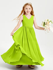 Elegant Sleeveless Junior Bridesmaid Dresses Lime Green