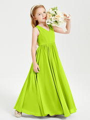 Elegant Sleeveless Junior Bridesmaid Dresses Lime Green
