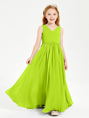Elegant Sleeveless Junior Bridesmaid Dresses Lime Green