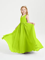 Elegant Sleeveless Junior Bridesmaid Dresses Lime Green