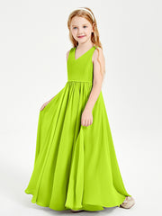 Elegant Sleeveless Junior Bridesmaid Dresses Lime Green
