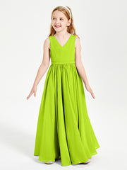 Elegant Sleeveless Junior Bridesmaid Dresses Lime Green