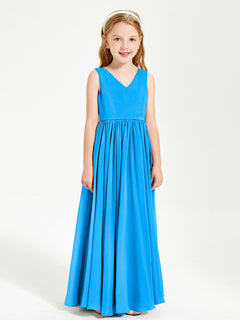 Elegant Sleeveless Junior Bridesmaid Dresses Ocean Blue