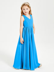 Elegant Sleeveless Junior Bridesmaid Dresses Ocean Blue