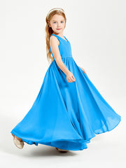 Elegant Sleeveless Junior Bridesmaid Dresses Ocean Blue