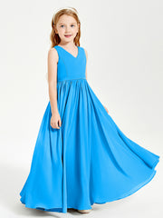 Elegant Sleeveless Junior Bridesmaid Dresses Ocean Blue