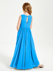 Elegant Sleeveless Junior Bridesmaid Dresses Ocean Blue
