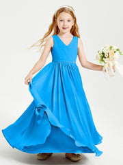 Elegant Sleeveless Junior Bridesmaid Dresses Ocean Blue
