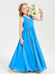 Elegant Sleeveless Junior Bridesmaid Dresses Ocean Blue