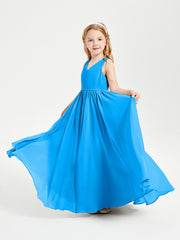 Elegant Sleeveless Junior Bridesmaid Dresses Ocean Blue