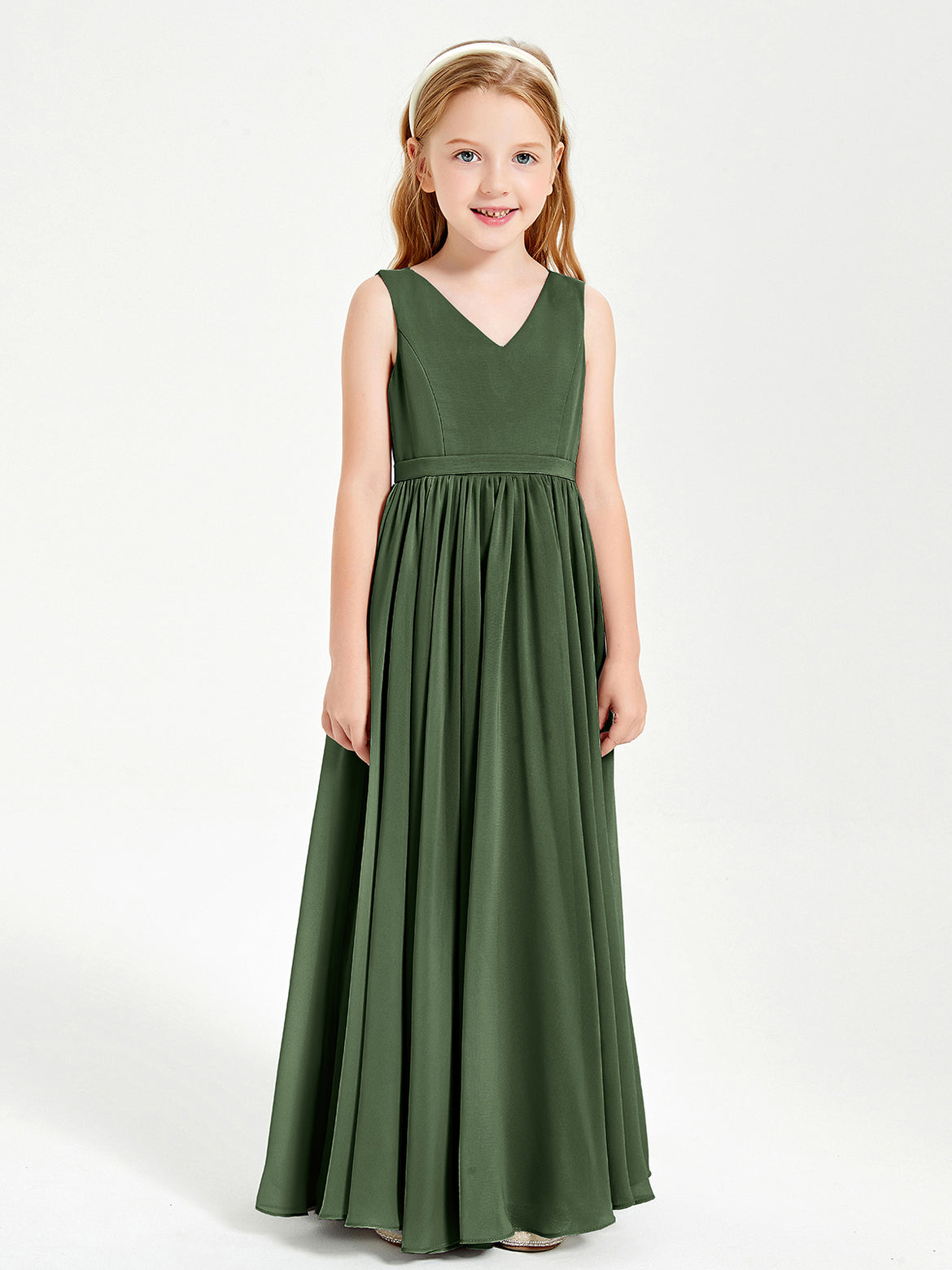 olive green dresses for juniors ZAPAKA Women Olive Satin Bridesmaid Dress A-Line Long Long Spaghetti Straps Wedding Guest Dress, Olive / US12 main image 0