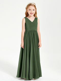 Elegant Sleeveless Junior Bridesmaid Dresses Olive Green