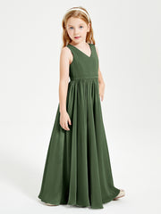 Elegant Sleeveless Junior Bridesmaid Dresses Olive Green