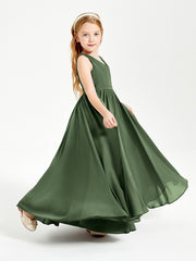 Elegant Sleeveless Junior Bridesmaid Dresses Olive Green