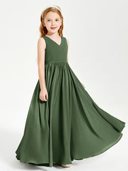 Elegant Sleeveless Junior Bridesmaid Dresses Olive Green