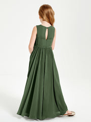 Elegant Sleeveless Junior Bridesmaid Dresses Olive Green