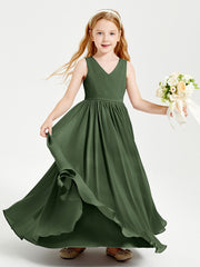 Elegant Sleeveless Junior Bridesmaid Dresses Olive Green