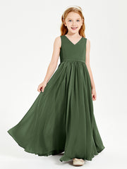 Elegant Sleeveless Junior Bridesmaid Dresses Olive Green