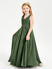 Elegant Sleeveless Junior Bridesmaid Dresses Olive Green
