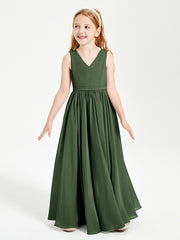 Elegant Sleeveless Junior Bridesmaid Dresses Olive Green