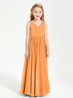 Elegant Sleeveless Junior Bridesmaid Dresses Orange