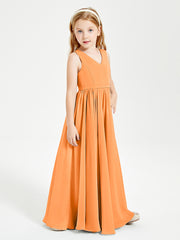 Elegant Sleeveless Junior Bridesmaid Dresses Orange