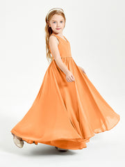 Elegant Sleeveless Junior Bridesmaid Dresses Orange