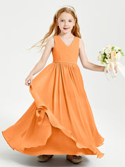 Elegant Sleeveless Junior Bridesmaid Dresses Orange