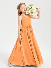 Elegant Sleeveless Junior Bridesmaid Dresses Orange