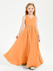 Elegant Sleeveless Junior Bridesmaid Dresses Orange