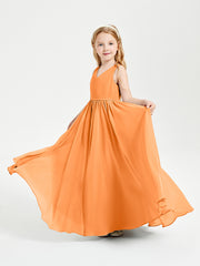 Elegant Sleeveless Junior Bridesmaid Dresses Orange