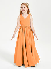 Elegant Sleeveless Junior Bridesmaid Dresses Orange