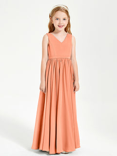 Elegant Sleeveless Junior Bridesmaid Dresses Papaya