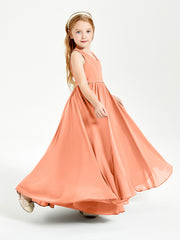 Elegant Sleeveless Junior Bridesmaid Dresses Papaya