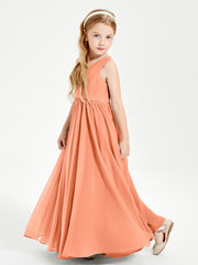 Elegant Sleeveless Junior Bridesmaid Dresses Papaya