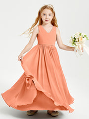 Elegant Sleeveless Junior Bridesmaid Dresses Papaya