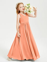 Elegant Sleeveless Junior Bridesmaid Dresses Papaya