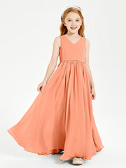 Elegant Sleeveless Junior Bridesmaid Dresses Papaya