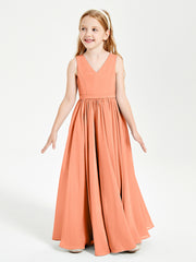 Elegant Sleeveless Junior Bridesmaid Dresses Papaya